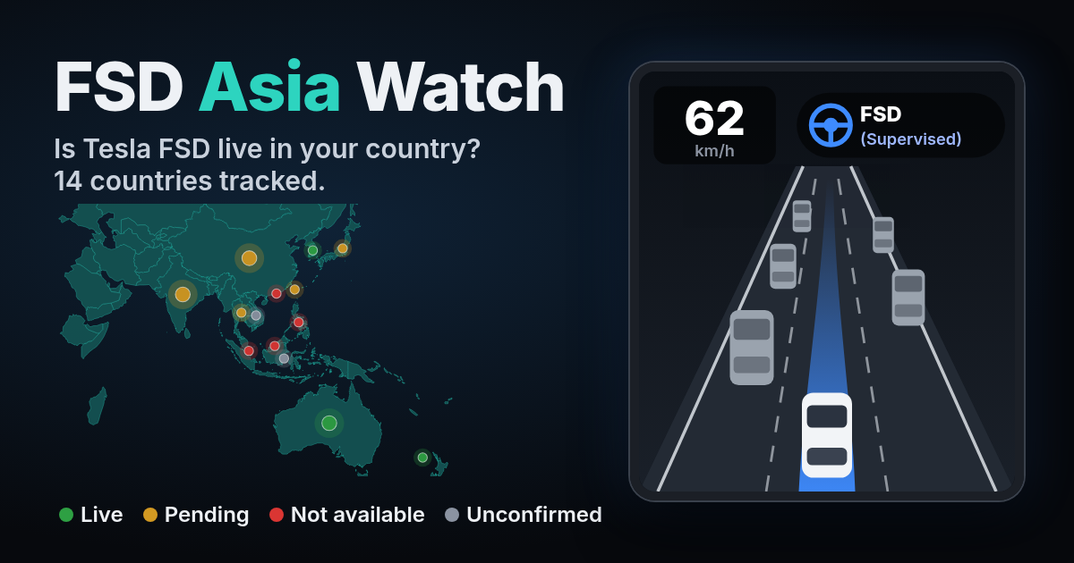 FSD Asia Watch – Is Tesla FSD live in your country?